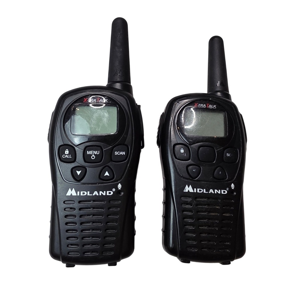 Midland X-Tra Talk Black Two Way Radios Walkie Talkie Pair with Belt Clips K1